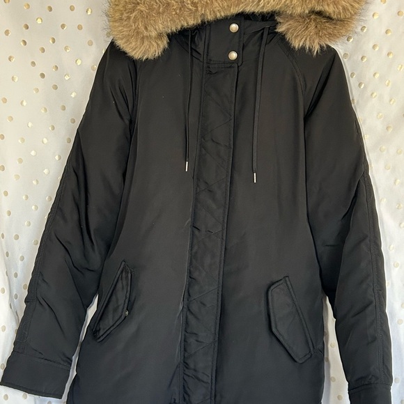 Old Navy Black Jacket with Faux Fur Trim - Picture 1 of 15